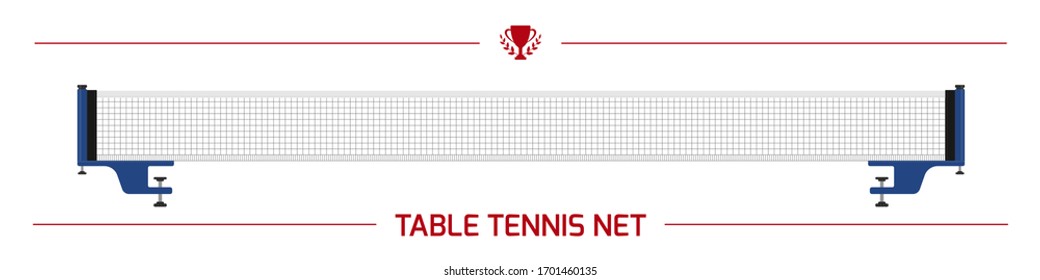 Illustration of table tennis net. Ping-pong equipment. Vector element isolated on white background.