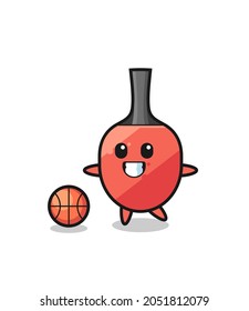 Illustration of table tennis racket cartoon is playing basketball , cute style design for t shirt, sticker, logo element