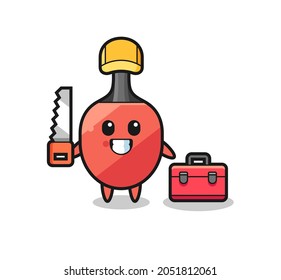 Illustration of table tennis racket character as a woodworker , cute style design for t shirt, sticker, logo element