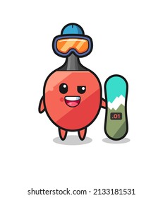 Illustration of table tennis racket character with snowboarding style , cute style design for t shirt, sticker, logo element