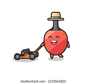 illustration of the table tennis racket character using lawn mower , cute style design for t shirt, sticker, logo element