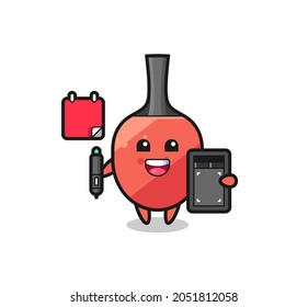 Illustration of table tennis racket mascot as a graphic designer , cute style design for t shirt, sticker, logo element
