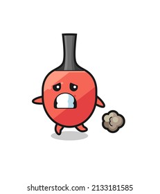 ilustración de la raqueta de tenis de mesa corriendo en miedo , diseño de estilo lindo para camiseta, pegatina, elemento logotipo