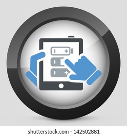Illustration of tablet battery charge concept