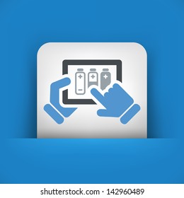 Illustration of tablet battery charge concept