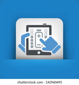 Illustration of tablet battery charge concept