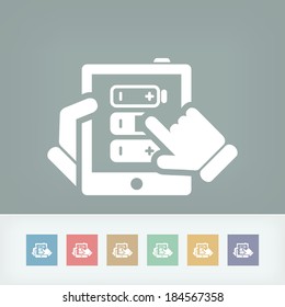 Illustration of tablet battery charge concept