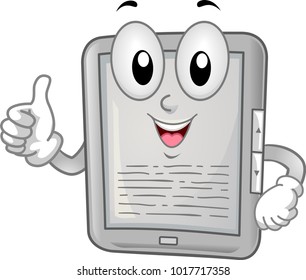 Illustration of a Tablet Computer for Reading Ebooks with Okay Sign