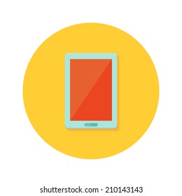 Illustration of Tablet icon over orange
