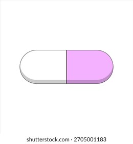 Ilustração de um comprimido sobre um fundo branco. Remédio farmacêutico para cuidados de saúde e tratamento.