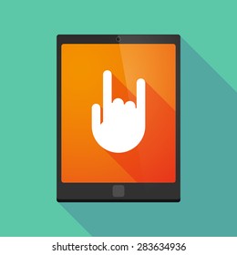 Illustration of a tablet pc icon wit a rocking hand