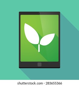 Illustration of a tablet pc icon wit a plant