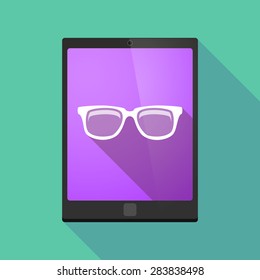 Illustration of a tablet pc icon wit a glasses