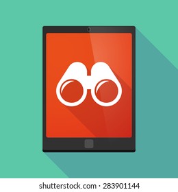 Illustration of a tablet pc icon wit a binoculars