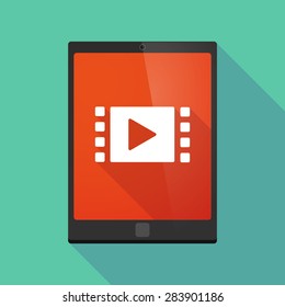 Illustration of a tablet pc icon wit a multimedia sign