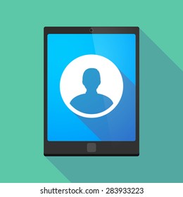 Illustration of a tablet pc icon wit a male avatar