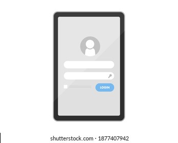 Ilustración de la pantalla de tableta donde se muestra la pantalla de inicio de sesión.