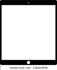 Illustration of the tablet. Vector image. Black and white. Tablet pc computer with blank screen isolated on white background. Vector illustration.
