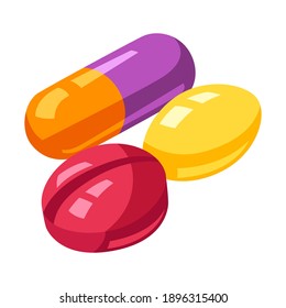 Ilustración de comprimidos y cápsulas. Imagen médica conceptual estilizada.