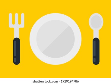 illustration of tableware for children with simple and modern design on a yellow background