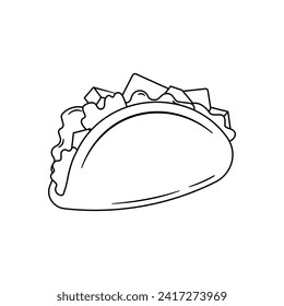 Illustration tacos coloring book children design style isolated white background