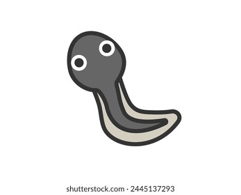 Illustration of a tadpole icon (line drawing color).