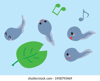 Illustration of the tadpoles singing happily