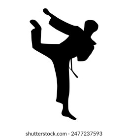 Illustration Taekwondo athlete silhouette. Silhouette of martial art
