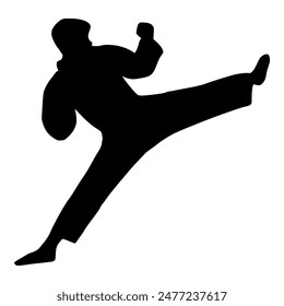 Ilustración Silueta de atleta de taekwondo. Silueta de arte marcial
