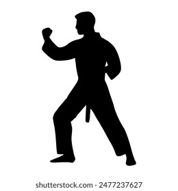 Illustration Taekwondo athlete silhouette. Silhouette of martial art
