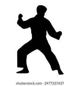 Illustration Taekwondo athlete silhouette. Silhouette of martial art
