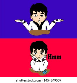 illustration of taekwondo boy, cute and funny character,Vector cartoon illustration