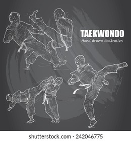 illustration of Taekwondo. Hand drawn.