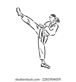 illustration of Taekwondo. Hand drawn. taekwondo vector