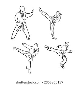 ilustración de Taekwondo. Dibujado a mano. vector taekwondo