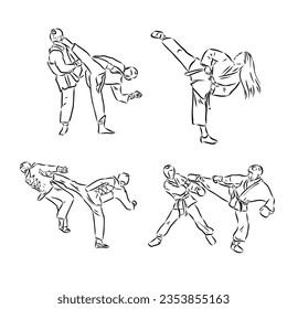 illustration of Taekwondo. Hand drawn. taekwondo vector