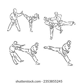 illustration of Taekwondo. Hand drawn. taekwondo vector