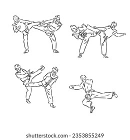 illustration of Taekwondo. Hand drawn. taekwondo vector