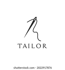 Illustration Tailor Thread and needle for clothing brand with handmade logo design