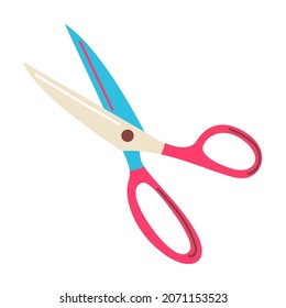Illustration of tailors scissors needlework item. Handicraft and hand made. Feminine creativity hobby and shopping.