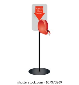 Illustration Of A Take A Number Ticket Dispenser Often Used In Service Lines