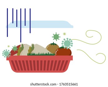 Illustration of a takeaway lunch that has rotten