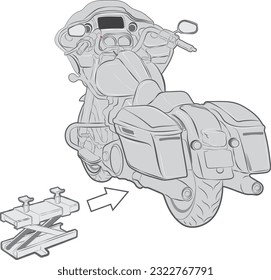 Ilustración de llevar una motocicleta a un puesto de apoyo