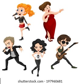 Illustration of the talented singers on a white background