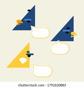 Illustration of Talking Bird icons. Flat bird  characters. Conversation stickers.