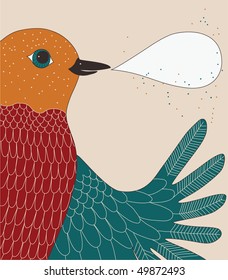 Illustration of talking colored bird