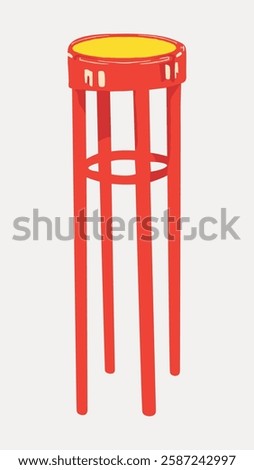 Similar – Image, Stock Photo Red tables, red stools, on them colorful plastic bowls, form a group of round shapes