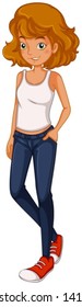 Illustration of a tall teenager standing on a white background