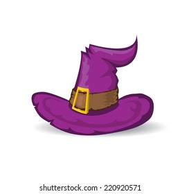 illustration of tall violet witch hat on abstract background. vector witch hat. happy halloween background