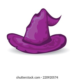 illustration of tall violet witch hat on abstract background. vector witch hat. happy halloween background